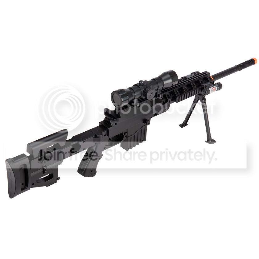 350 FPS SPRING AIRSOFT SNIPER RIFLE GUN w/ 6mm BB BBs Scope Laser Light